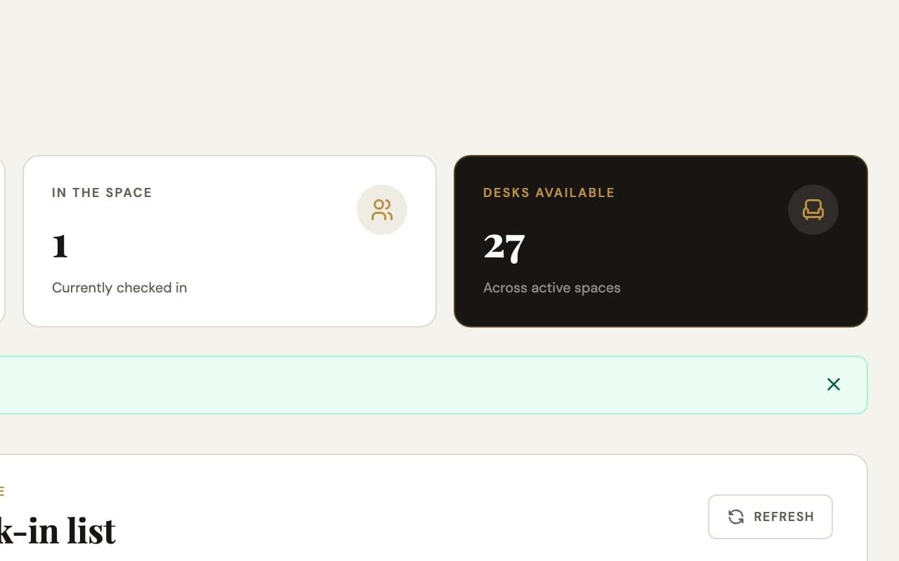 Live operations status cards showing waiting, assigned, active, and capacity metrics